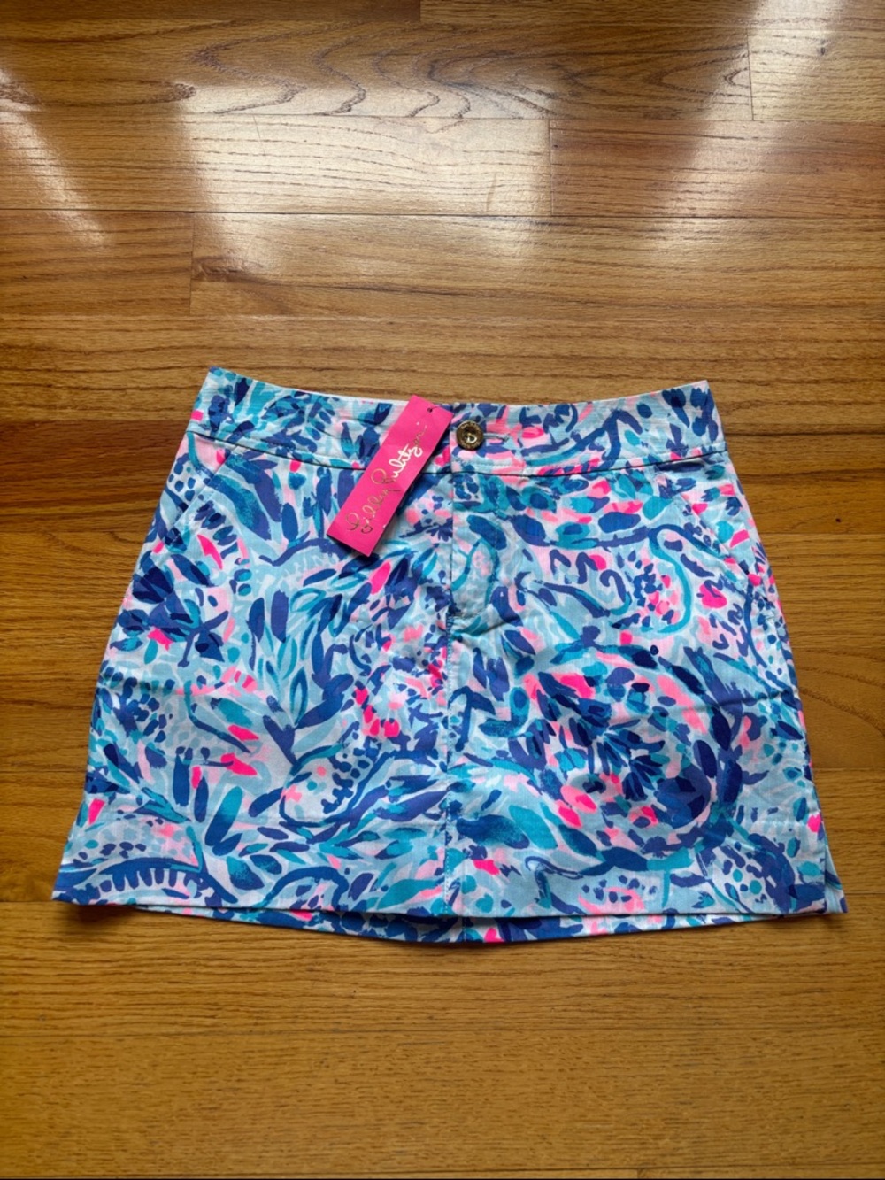 Lilly Pulitzer Aqua, Navy & Pink Printed Cotton Nicki Skort NWT size 0